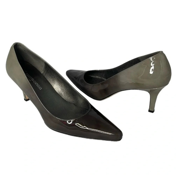 ROBERTO CAPUCCI Ombré Pointed Toe Pump Heels Fern Sage Green Patent Leather 10 - Picture 12 of 12